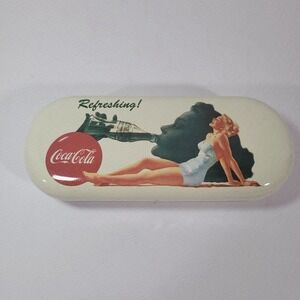 Vintage Coca Cola Pin Up Girl Eyeglass Case Coke Advertising Collectible